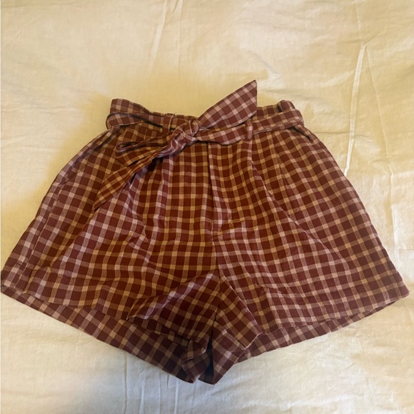 NWT Nasty Gal High Waist Belted Plaid Shorts - Picture 3 of 15
